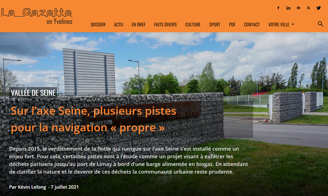 Lu dans la Gazette en Yvelines : Sur l'axe Seine, plusieurs pistes pour la navigation propre