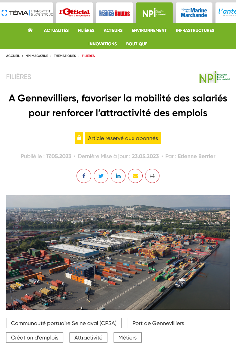 Lu dans NPI - Navigation Ports Intermodalité