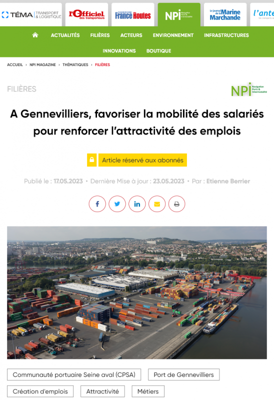 Lu dans NPI - Navigation Ports Intermodalité