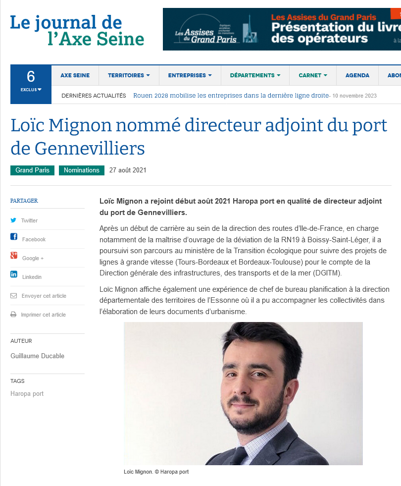 Lu dans le Journal de l'Axe Seine du 27 aot 2021