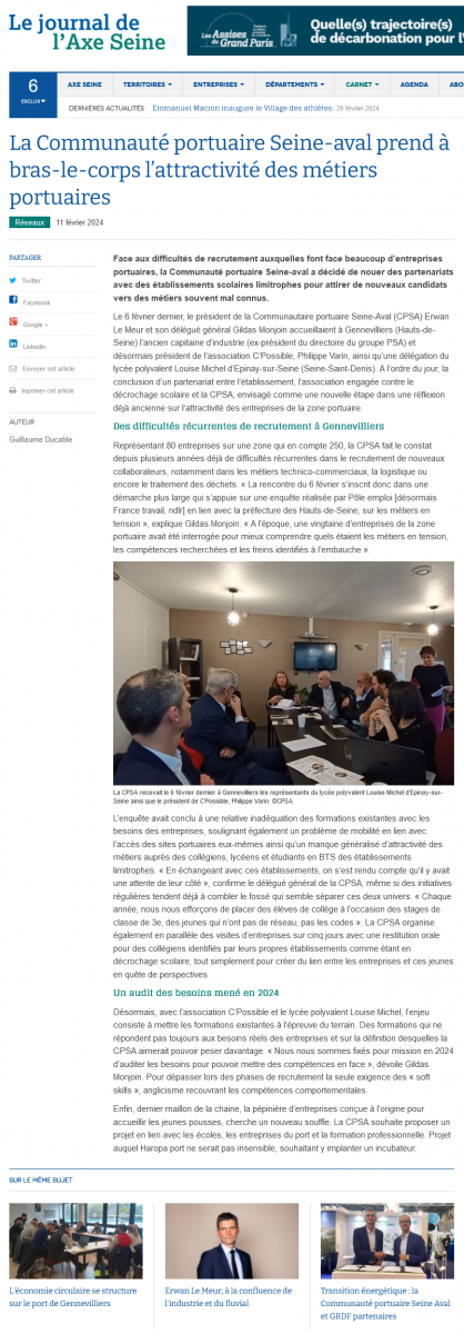 Lu dans le journal de l'Axe-Seine du 11 février 2024
