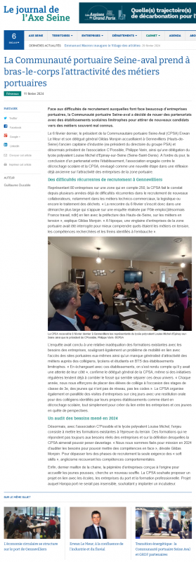 Lu dans le journal de l'Axe-Seine du 11 février 2024