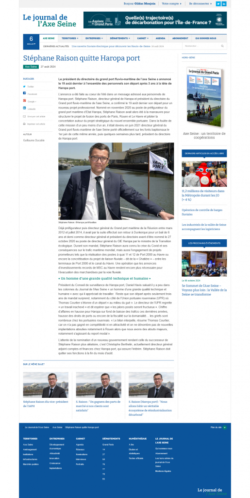 Départ de Stéphane Raison