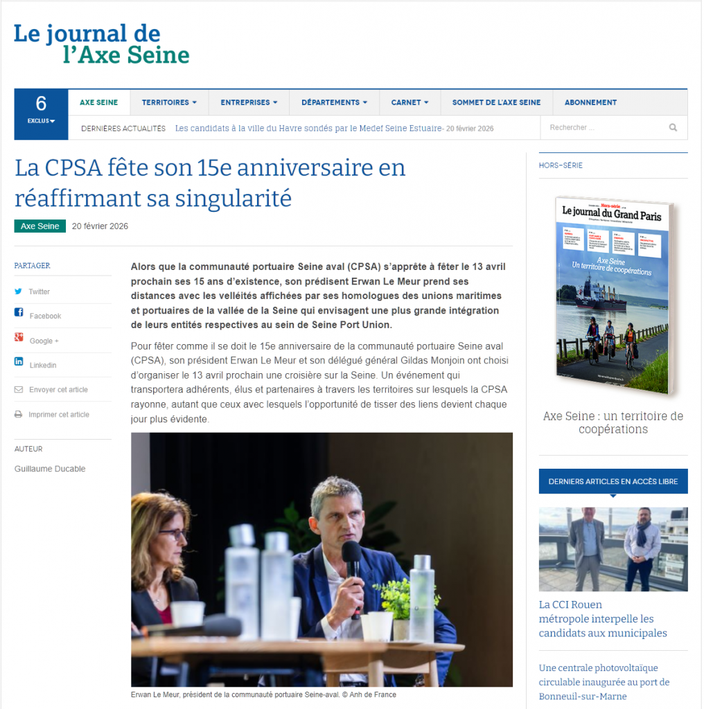 Lu dans le Journal de l'Axe Seine du 20/02/2026
