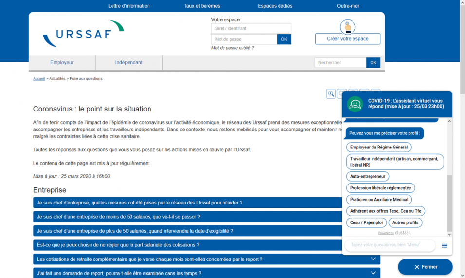 URSSAF, mesures exceptionnelles d'accompagnement des entreprises et indépendants