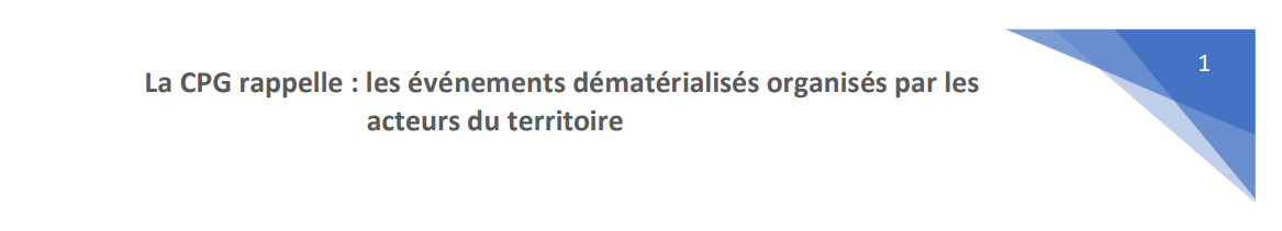  La CPG RAPPELLE - les vnements dmatrialiss organiss avec les acteurs du territoire